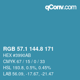 カラーコード: RGB 57.1 144.8 171 | qconv.com