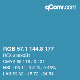 カラーコード: RGB 57.1 144.8 177 | qconv.com