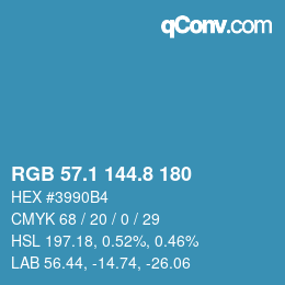 カラーコード: RGB 57.1 144.8 180 | qconv.com
