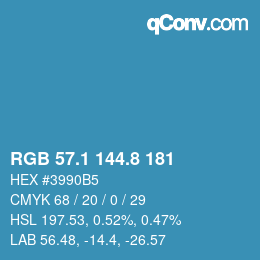 カラーコード: RGB 57.1 144.8 181 | qconv.com