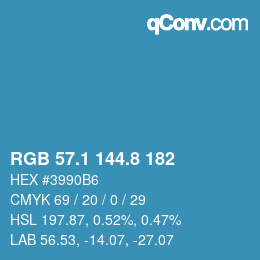 カラーコード: RGB 57.1 144.8 182 | qconv.com