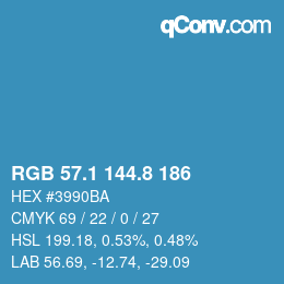 カラーコード: RGB 57.1 144.8 186 | qconv.com