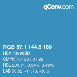 カラーコード: RGB 57.1 144.8 189 | qconv.com