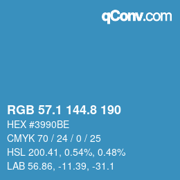 カラーコード: RGB 57.1 144.8 190 | qconv.com