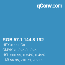 カラーコード: RGB 57.1 144.8 192 | qconv.com