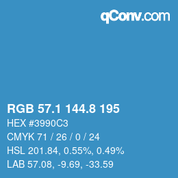 カラーコード: RGB 57.1 144.8 195 | qconv.com