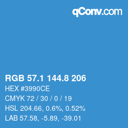 Color code: RGB 57.1 144.8 206 | qconv.com