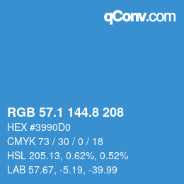 カラーコード: RGB 57.1 144.8 208 | qconv.com