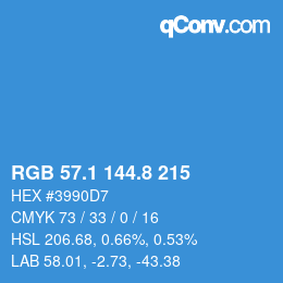 カラーコード: RGB 57.1 144.8 215 | qconv.com