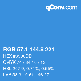 Color code: RGB 57.1 144.8 221 | qconv.com