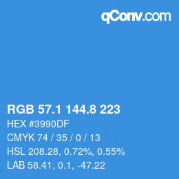 カラーコード: RGB 57.1 144.8 223 | qconv.com