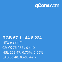 カラーコード: RGB 57.1 144.8 224 | qconv.com