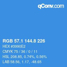 Farbcode: RGB 57.1 144.8 226 | qconv.com