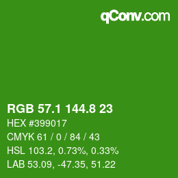 カラーコード: RGB 57.1 144.8 23 | qconv.com