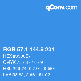 Farbcode: RGB 57.1 144.8 231 | qconv.com
