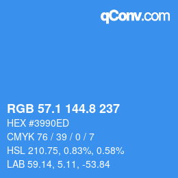 Color code: RGB 57.1 144.8 237 | qconv.com