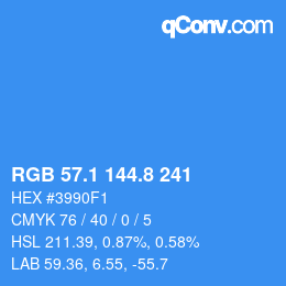 Farbcode: RGB 57.1 144.8 241 | qconv.com
