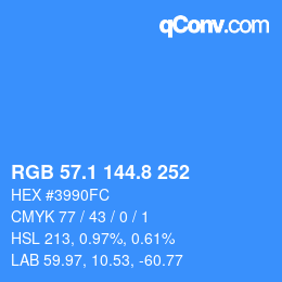 カラーコード: RGB 57.1 144.8 252 | qconv.com