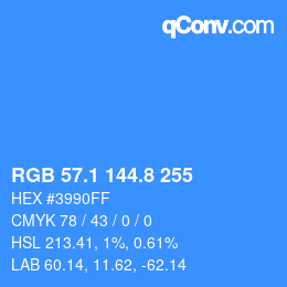 Color code: RGB 57.1 144.8 255 | qconv.com