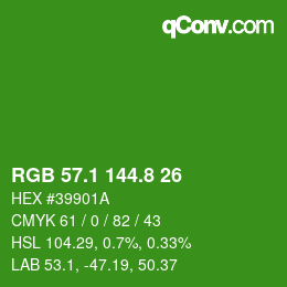 カラーコード: RGB 57.1 144.8 26 | qconv.com