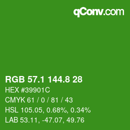 カラーコード: RGB 57.1 144.8 28 | qconv.com