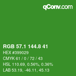 カラーコード: RGB 57.1 144.8 41 | qconv.com
