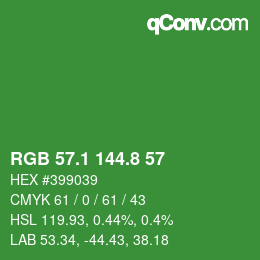 カラーコード: RGB 57.1 144.8 57 | qconv.com