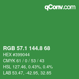 カラーコード: RGB 57.1 144.8 68 | qconv.com