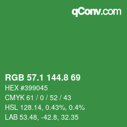 カラーコード: RGB 57.1 144.8 69 | qconv.com