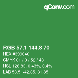 カラーコード: RGB 57.1 144.8 70 | qconv.com