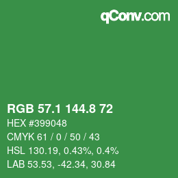 カラーコード: RGB 57.1 144.8 72 | qconv.com