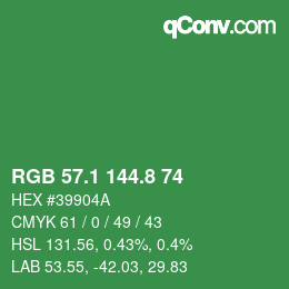 カラーコード: RGB 57.1 144.8 74 | qconv.com