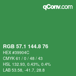 カラーコード: RGB 57.1 144.8 76 | qconv.com