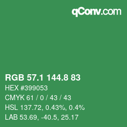 カラーコード: RGB 57.1 144.8 83 | qconv.com