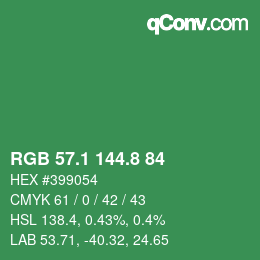 カラーコード: RGB 57.1 144.8 84 | qconv.com