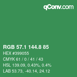 カラーコード: RGB 57.1 144.8 85 | qconv.com