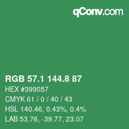 カラーコード: RGB 57.1 144.8 87 | qconv.com