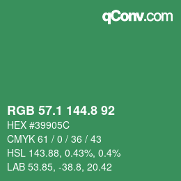 カラーコード: RGB 57.1 144.8 92 | qconv.com
