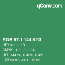 カラーコード: RGB 57.1 144.8 93 | qconv.com
