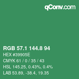 カラーコード: RGB 57.1 144.8 94 | qconv.com