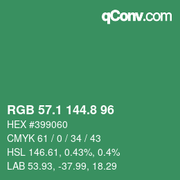 カラーコード: RGB 57.1 144.8 96 | qconv.com