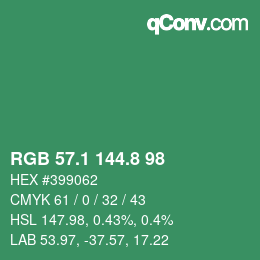 カラーコード: RGB 57.1 144.8 98 | qconv.com