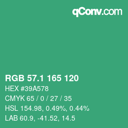カラーコード: RGB 57.1 165 120 | qconv.com