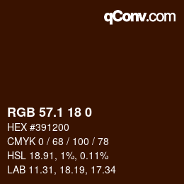 Color code: RGB 57.1 18 0 | qconv.com