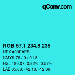カラーコード: RGB 57.1 234.8 235 | qconv.com