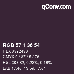 カラーコード: RGB 57.1 36 54 | qconv.com