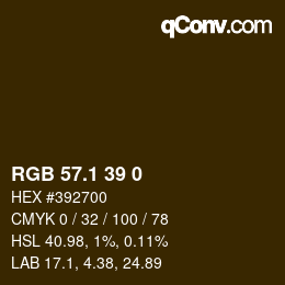 Color code: RGB 57.1 39 0 | qconv.com
