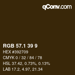 カラーコード: RGB 57.1 39 9 | qconv.com