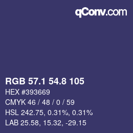 カラーコード: RGB 57.1 54.8 105 | qconv.com