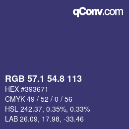 Farbcode: RGB 57.1 54.8 113 | qconv.com